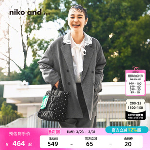 新款 ...外套女2026春季 花边领松弛感西服外套631247 and niko