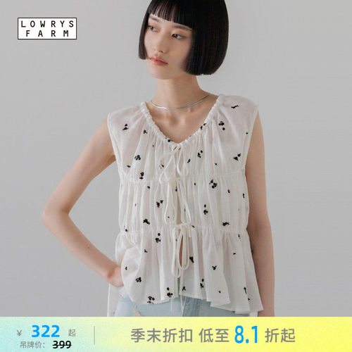 LOWRYS FARM衬衫女2026夏季新款气质优雅系带通勤无袖上衣867766