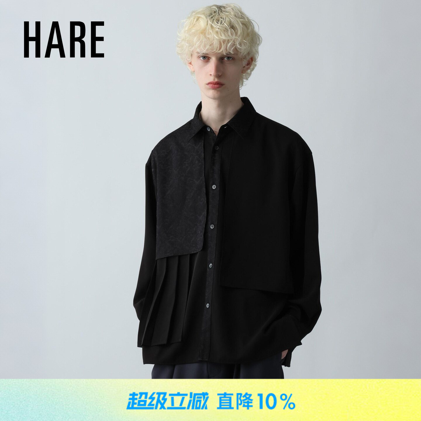 HARE衬衫男2026夏季新款日系复古拼接设计休闲长袖上衣622493