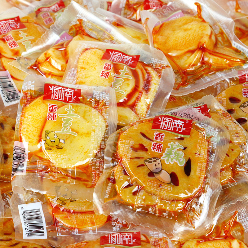 渝南香辣土豆藕片即食重庆香辣烧烤味脆卤莲藕零食小吃开味下饭菜
