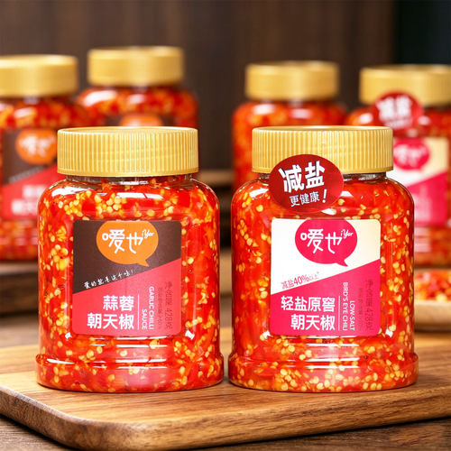 嗳也蒜蓉朝天椒428g香蒜朝天椒农家剁辣椒酱湖南特产拌面下饭辣酱