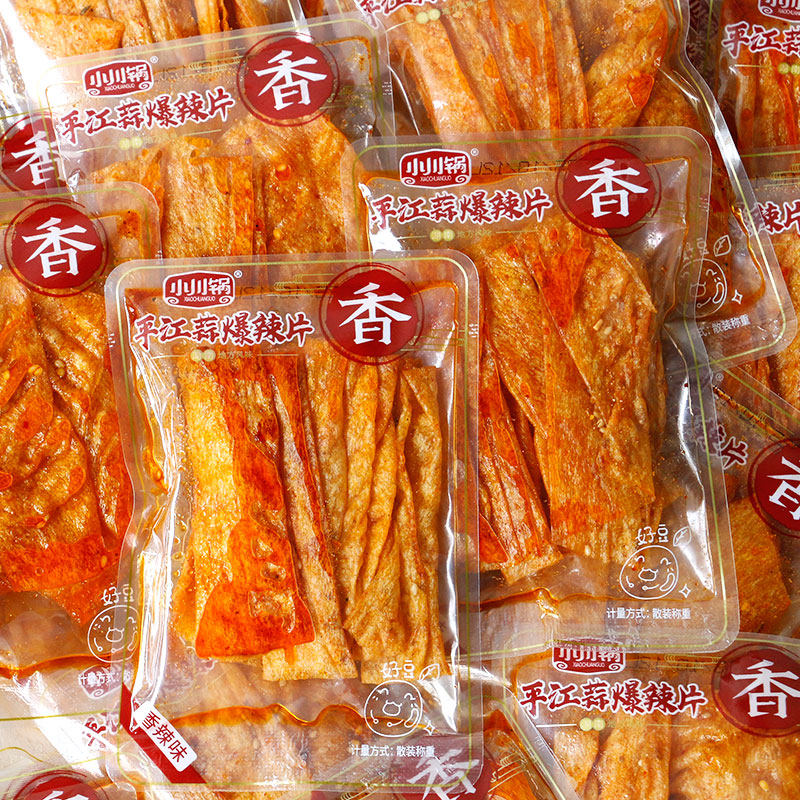 小川锅大辣片豆皮香辣味小包装散装称量500g蒜香味麻辣味零食整箱