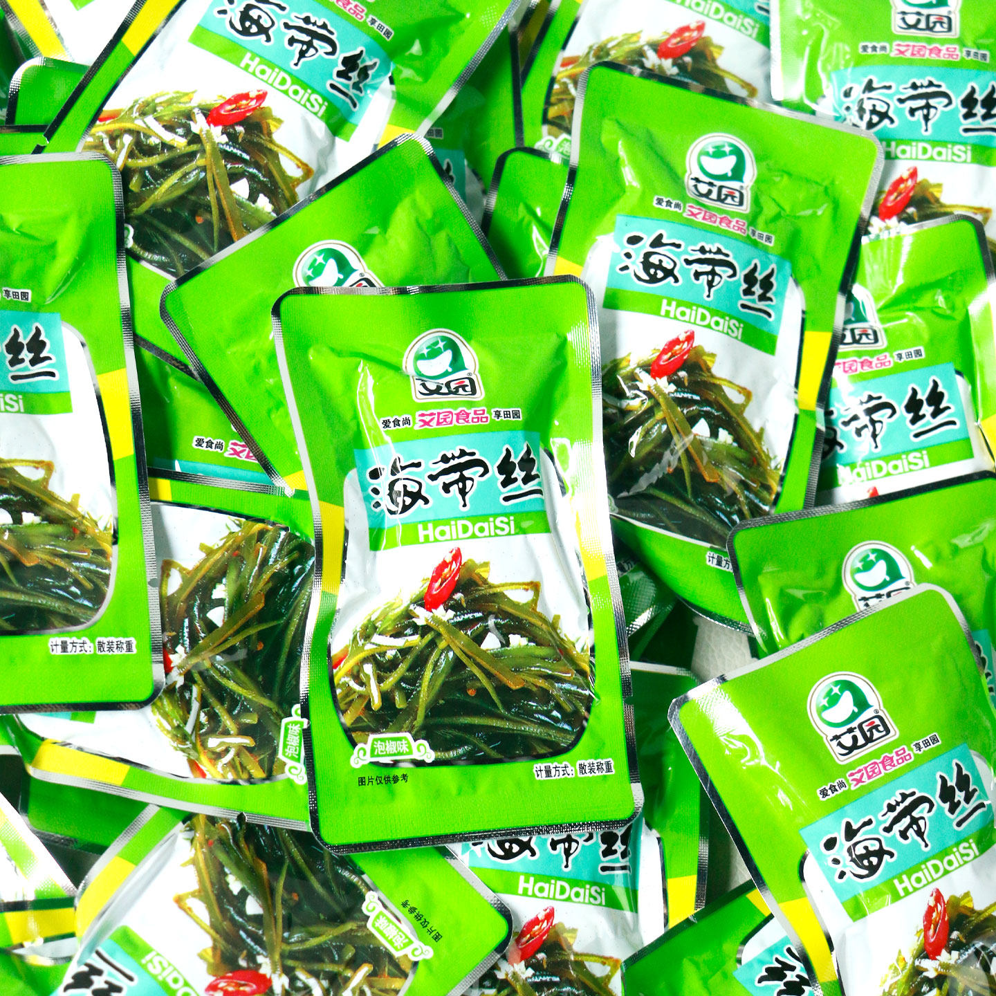 艾园海带丝泡椒味酸辣开袋即食独立小包装裙带菜下饭咸菜解馋零食