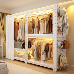 货架衣柜家用出租屋挂衣架简易组装衣帽架金属收纳层架钢制卧室衣