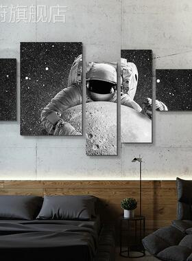 网红宇航员黑客饰厅装画沙发背景墙太空挂画卧室床头白工业风墙面
