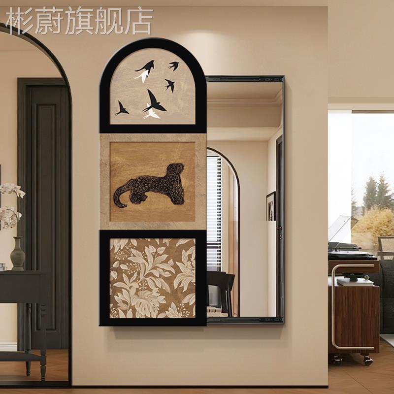 网红中古玄风门关装画可饰推拉全身入镜卧室隐藏式子走廊过镜道挂