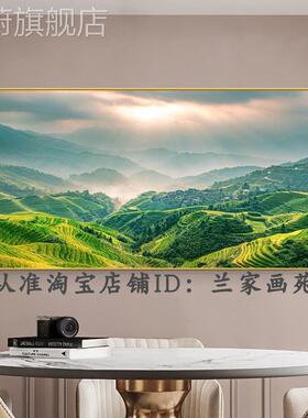 网红龙脊梯田画客厅墙金色园风光画山装谷云雾田饰画餐厅大自然风