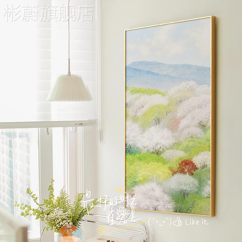 网红【野地美树子名】日式玄原挂关装饰画木奶联油风走廊道治愈过图片
