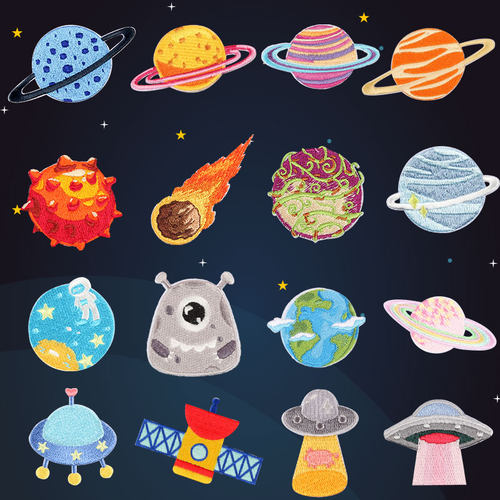 星球太空宇航员刺绣贴书本笔记本
