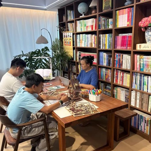 泊逸实木落地书柜储物柜一体书柜