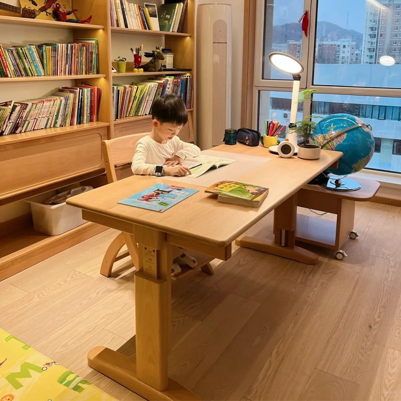 泊逸实木榉木书桌儿童学习桌