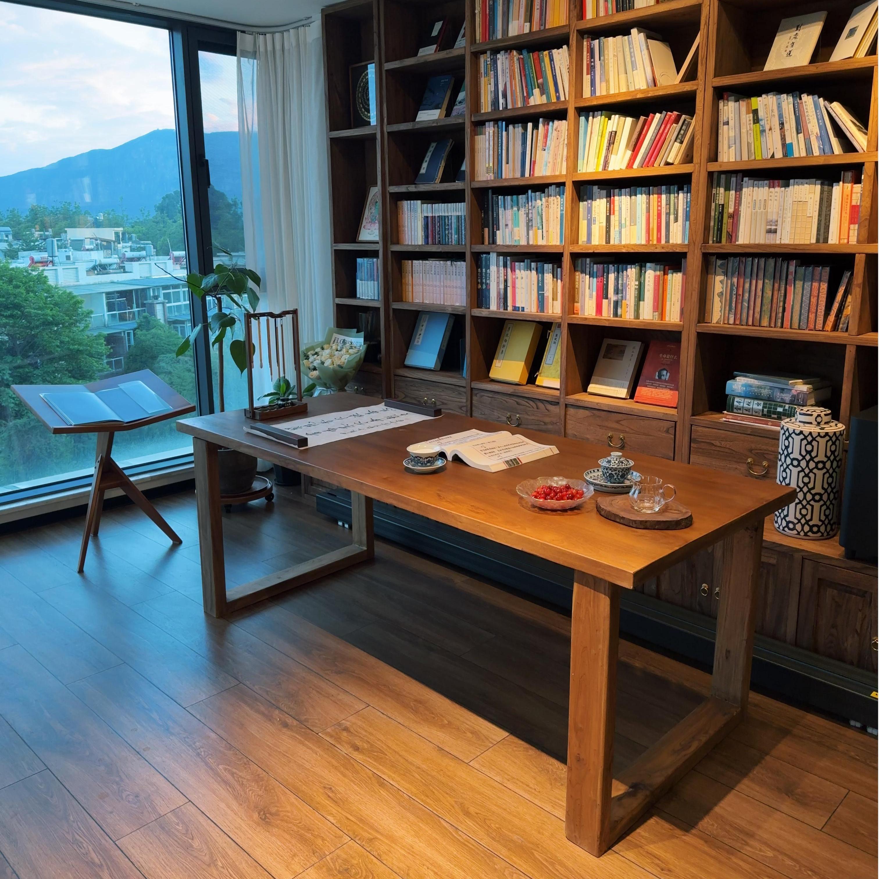 泊逸客厅大长书桌实木大板桌