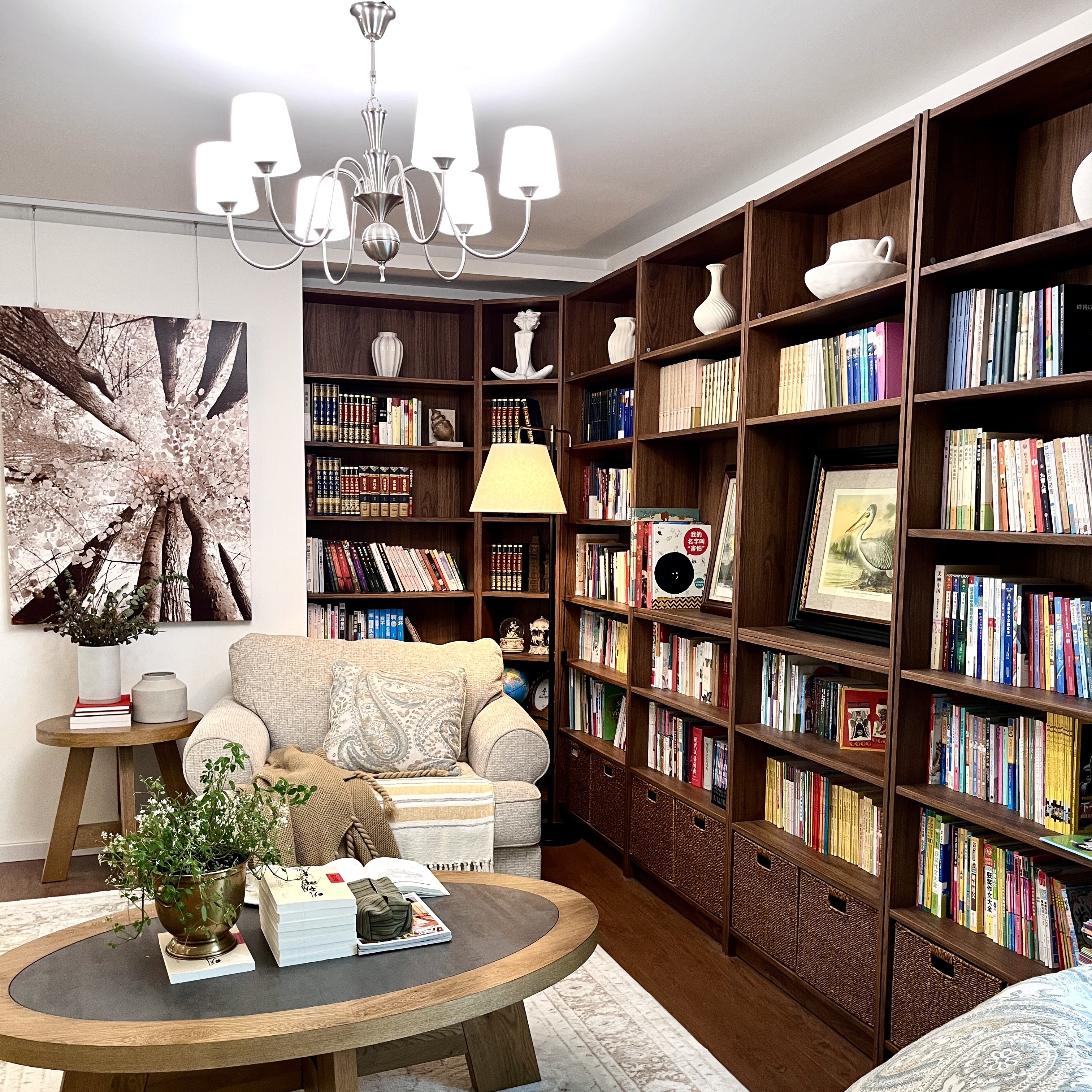 泊逸整墙一体书柜图书馆氛围感实木落地书柜客厅儿童靠墙阅读书柜,住宅家具,组合书柜,淘宝优惠券,粉丝福利购,淘宝优惠卷