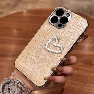 镀银直边鳄鱼皮纹适用苹果iPhone14ProMax手机壳全包7/2025年15plus高级感8新款13女款13防摔14保护套7网红XR