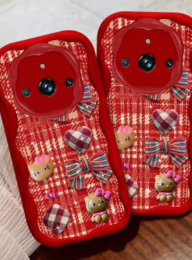 蛇年新年布艺适用realme真我11手机壳保护套V30/2025年5SE女款GT大师版喜庆VS红色Pro毛绒9 5G喜庆Q3本命年