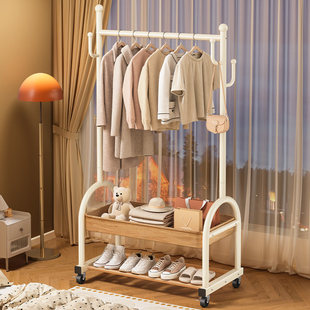 衣架落地卧室挂衣架家用可移动床边挂衣服架子收纳置物晾衣帽架子
