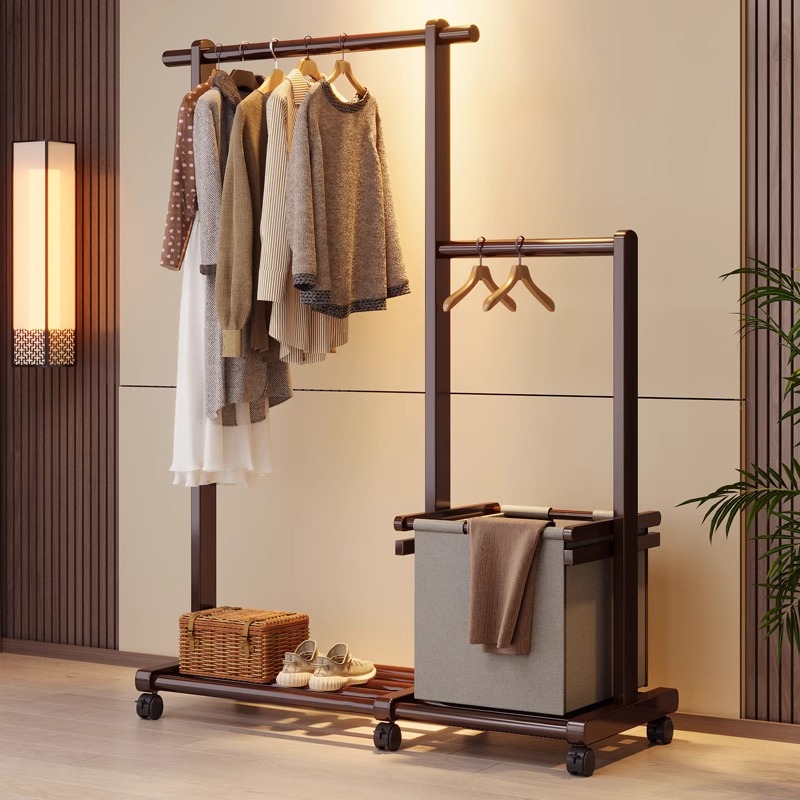 实木挂衣架家用落地衣架不占地方
