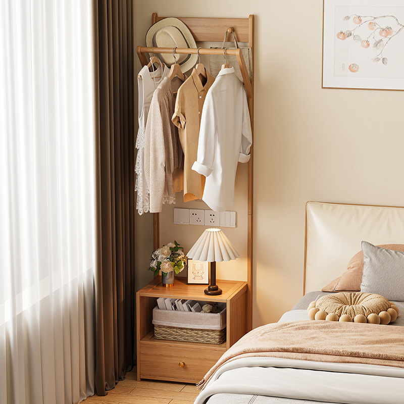 床头柜衣帽架一体多功能置物架