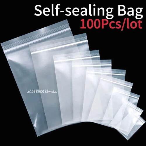 100Pcs/lot Small Zip Lock Plastic Bags Transparent Bag Reclo