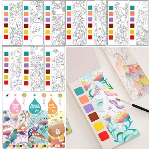 20 Sheets Portable Children Watercolor Painting Book Paint