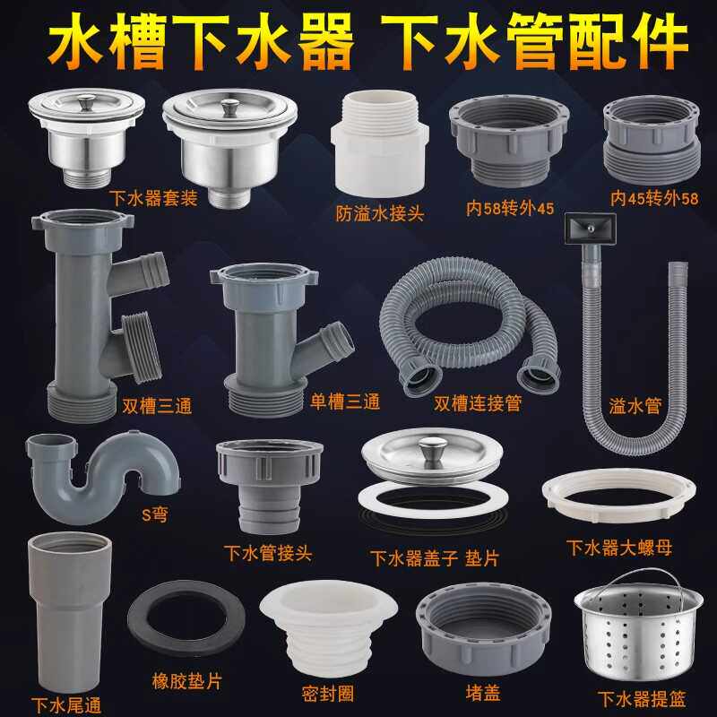 厨房下水器配件110 140下水器用螺帽提篮盖子洗菜盆水槽双槽漏斗,家装主材,水槽下水器,淘宝优惠券,粉丝福利购,淘宝优惠卷