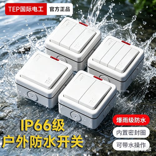 国际电工IP66户外防水开关加厚