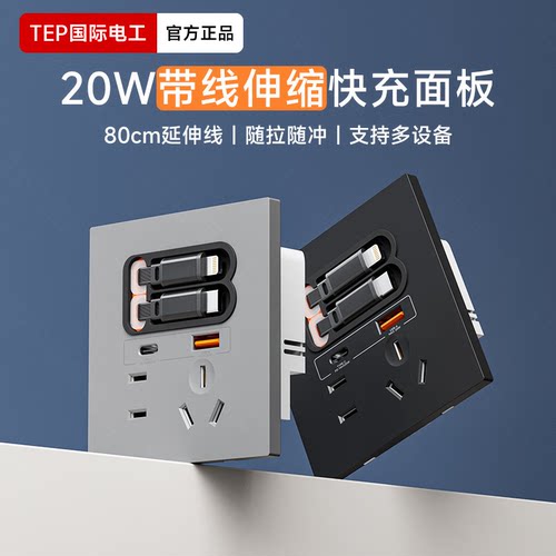 国际电工86型20W手机快充USB插座