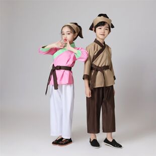 儿童愚公移山演出服道具服装童服舞台剧书童元旦小学生表演古装