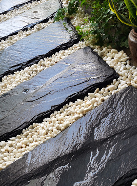 庭院天然青石板园林踏步石户外汀步石材防滑铺路花园草坪垫脚地砖