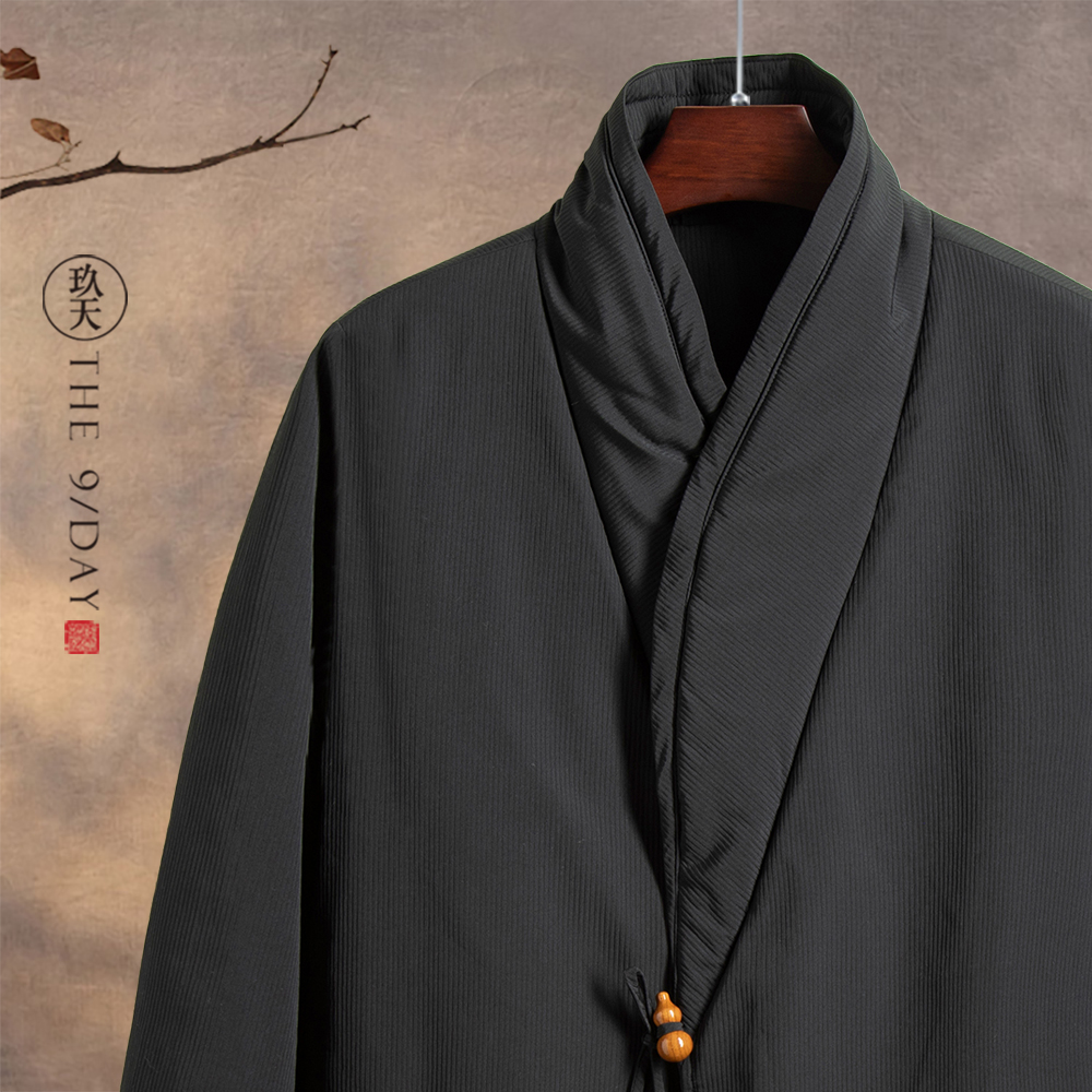 中式斜襟汉服道服道袍居士棉服