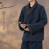 加厚加绒唐装 冬季 汉服中国风男装 古风藏袍保暖斜襟汉服外套棉衣