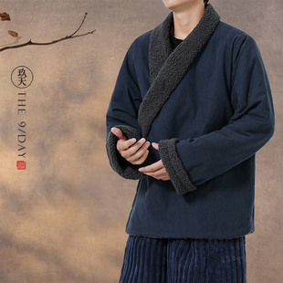 冬季汉服中国风男装加厚加绒唐装古风藏袍保暖斜襟汉服外套棉衣