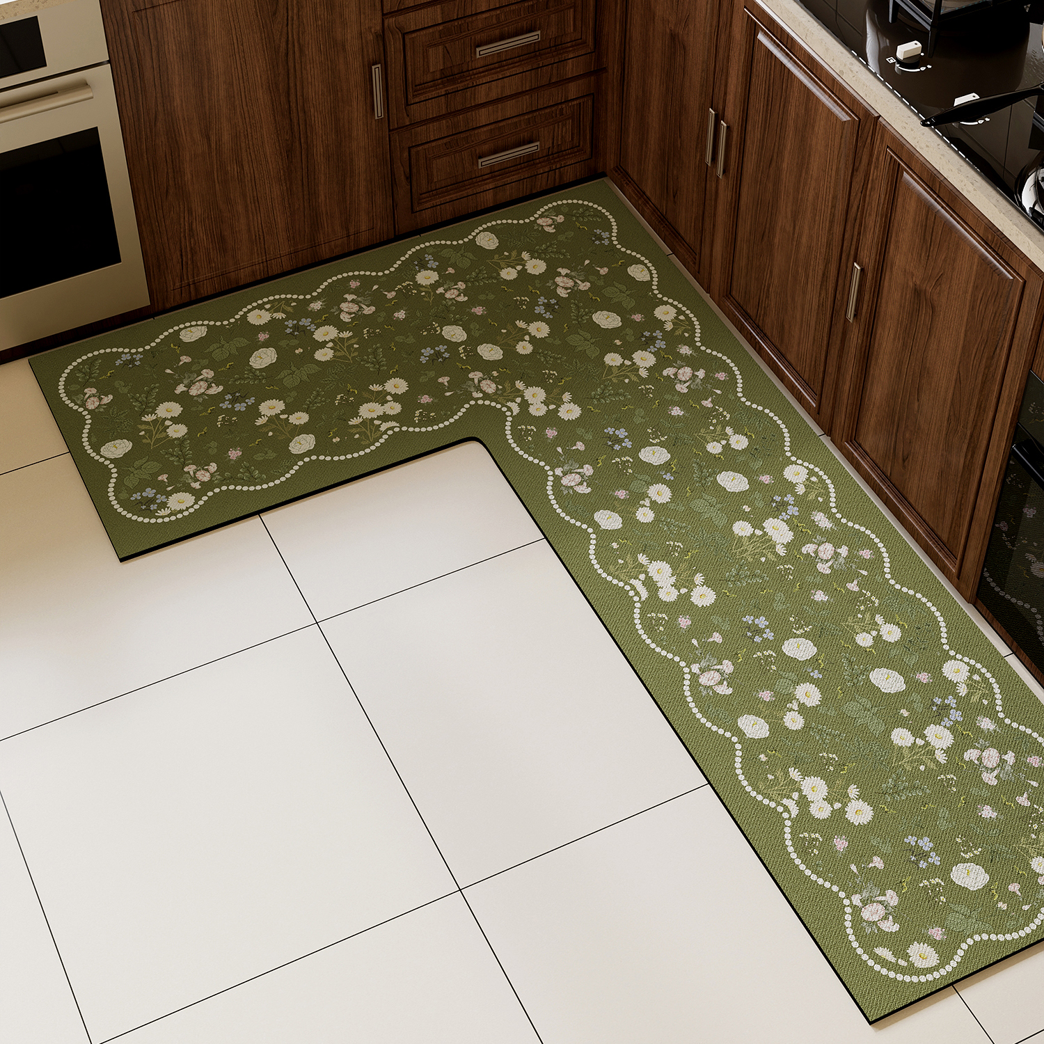 L型一体式厨房地垫防滑吸水吸油