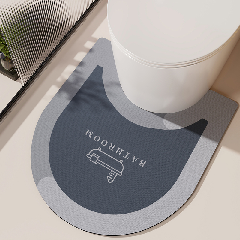 高级感浴室地垫U型马桶垫吸水卫生间防滑脚垫硅藻泥家用厕所地毯