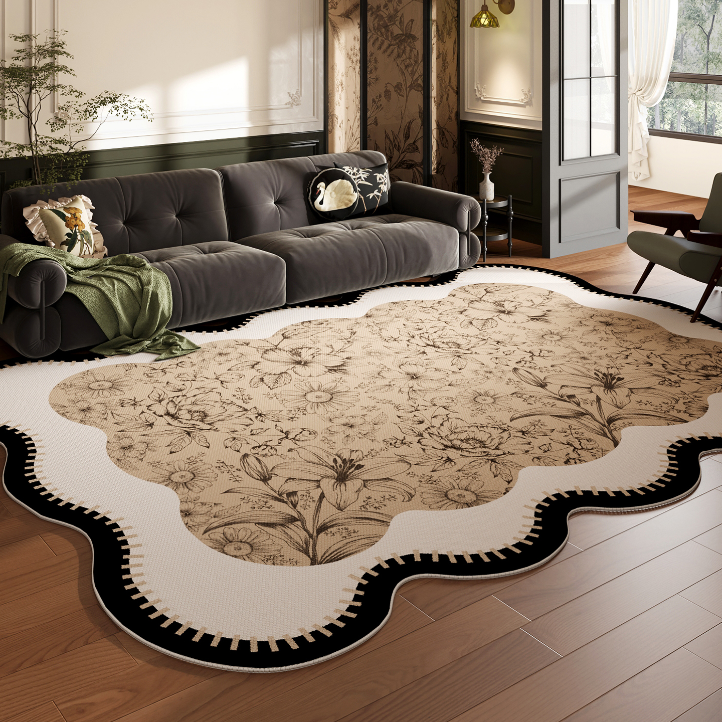 棕色客厅地毯免洗可擦沙发茶几毯