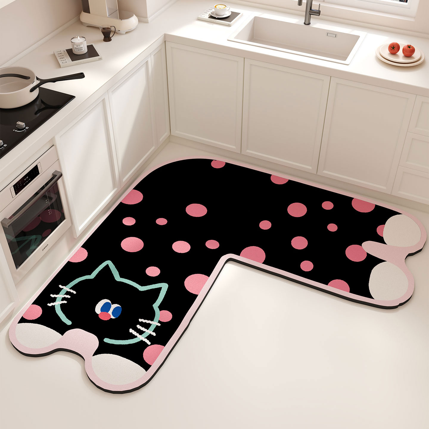 L型厨房硅藻泥吸水地垫防滑脚垫