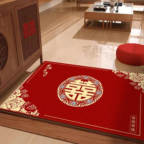 喜庆进门结婚地垫入户门垫婚房门口脚垫婚礼装饰门厅门外红色地毯