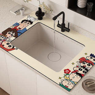 蜡笔小新厨房台面沥水垫水龙头吸水垫水池水垫硅藻泥防滑隔热杯垫