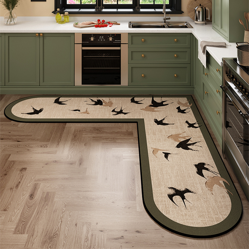 中古厨房专用地垫硅藻泥L形整块吸水垫防油防滑可擦免洗地毯耐脏