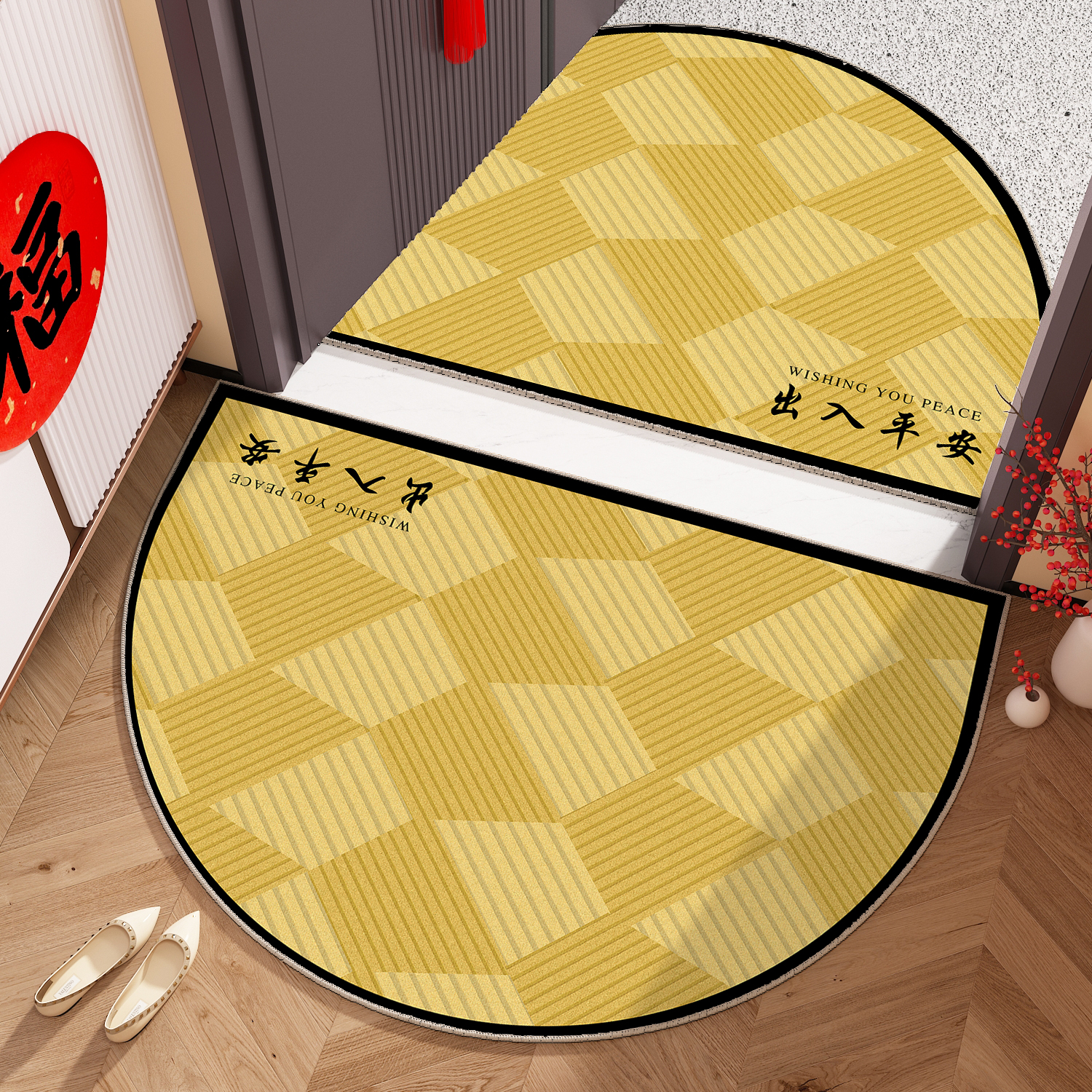 风水黄色地垫入户门垫防滑可定制