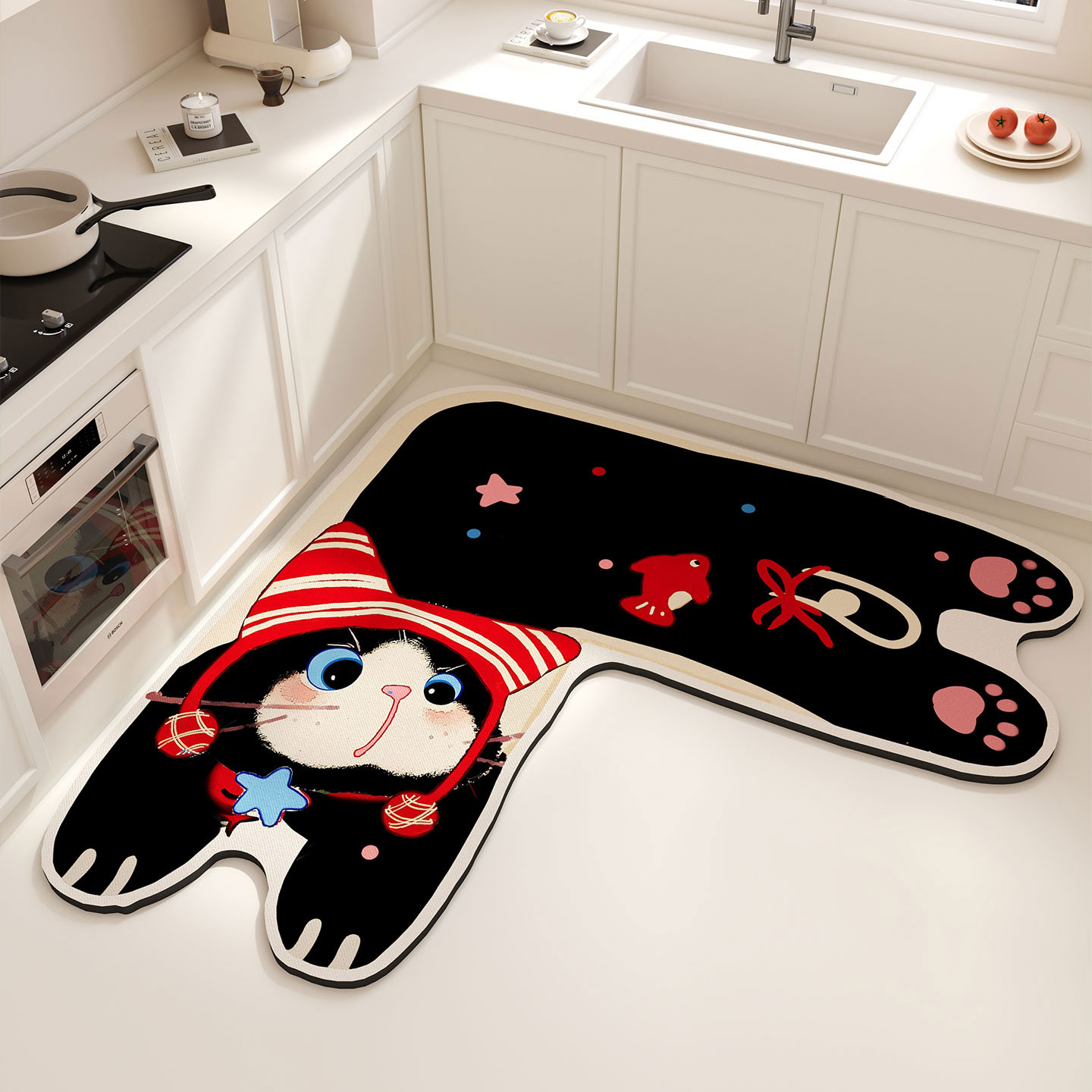 L型厨房硅藻泥吸水地垫防滑脚垫