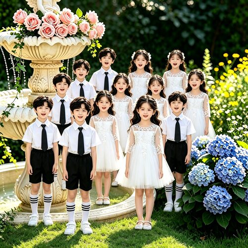 儿童合唱服小学生朗诵舞蹈蓬蓬裙