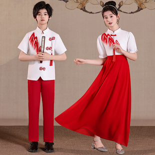 儿童万疆舞蹈演出大合唱如愿舞蹈服装现代舞大摆裙美丽中国古典舞