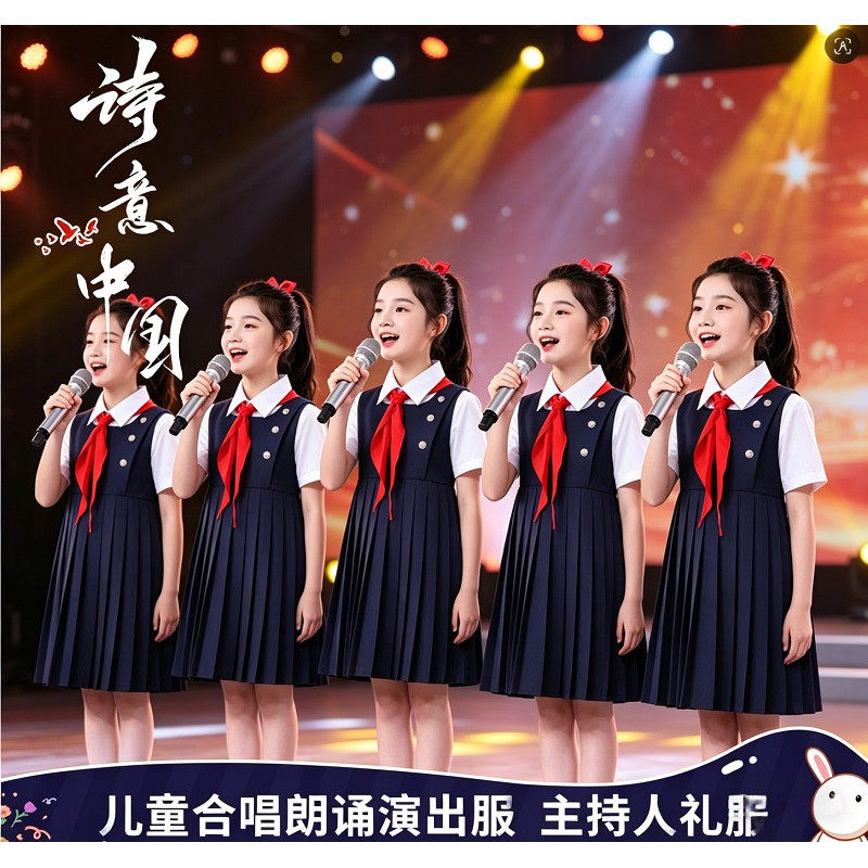 中小学生演讲诗词朗诵比赛表演服装师生合唱《强国一代有我在》新