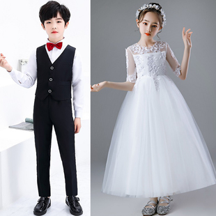 中小学生合唱演出服儿童大合唱团朗诵表演服装少儿女童礼服初中生