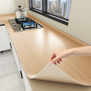 厨房灶台防油台面木纹贴纸防火耐高温墙纸翻新自粘橱柜 不留胶