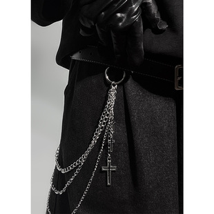 UUCSCC嘻哈潮牌双链不锈钢裤链挂链ins服装配饰个性腰链包包挂饰