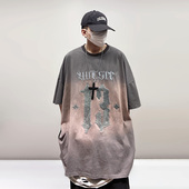 刺绣宽松oversize圆领五分袖 UUCSCC美式 高街水洗复古VTG短袖 T恤