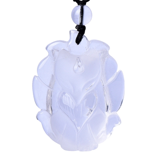 天然白水晶九尾狐吊坠狐狸项链九尾白狐挂件小狐狸饰品锁骨毛衣链