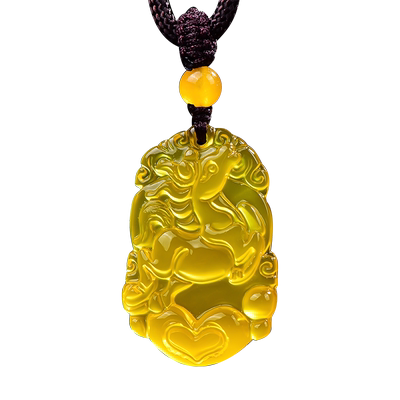 天然水晶黄玛瑙玉髓黄玉吊坠